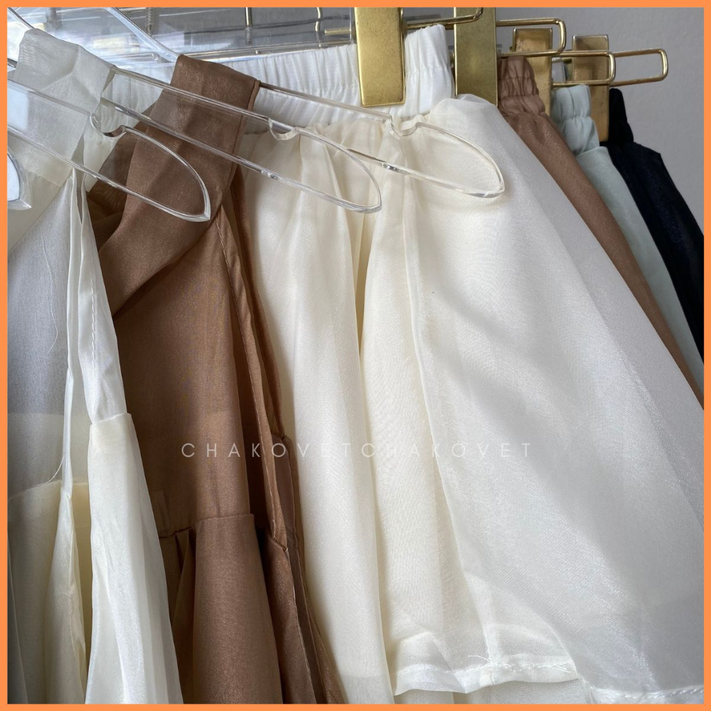 Set áo babydoll áo tơ cổ yếm mix dây thắt nơ bản to kèm chân váy tầng nhiều lớp cực xinh cực sang chảnh S8707 - CHAKOVET