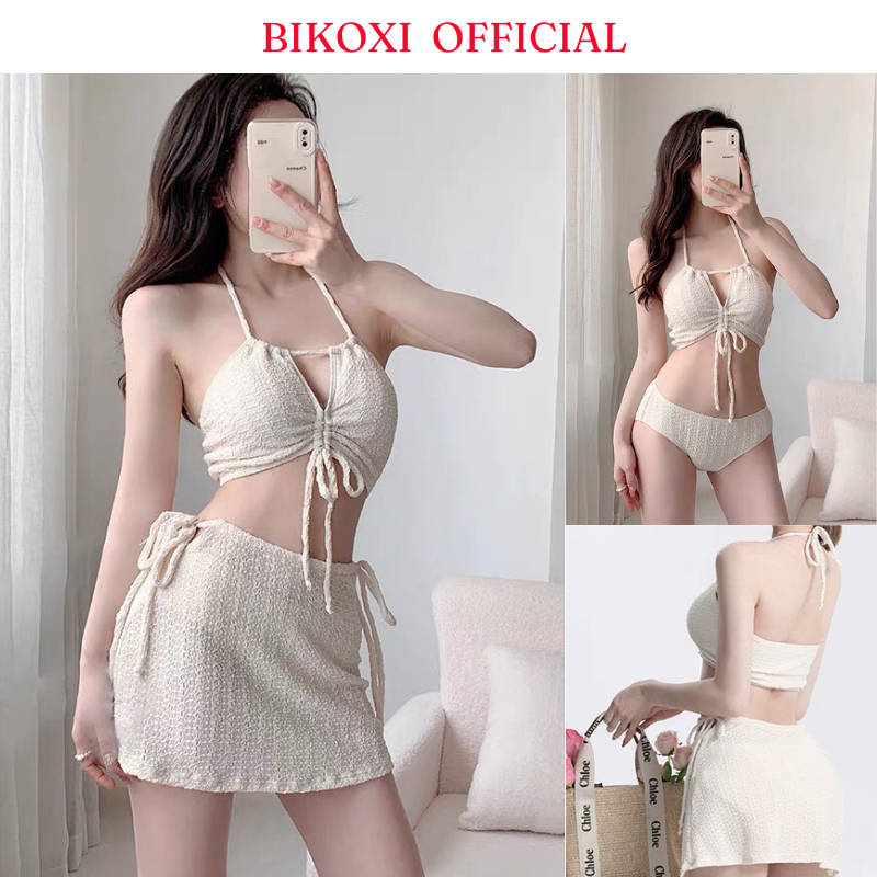 Bikini 3 Mảnh Bikoxi Thiết Kế Dây Chiết Ôm Body Tạo Đường Cong
