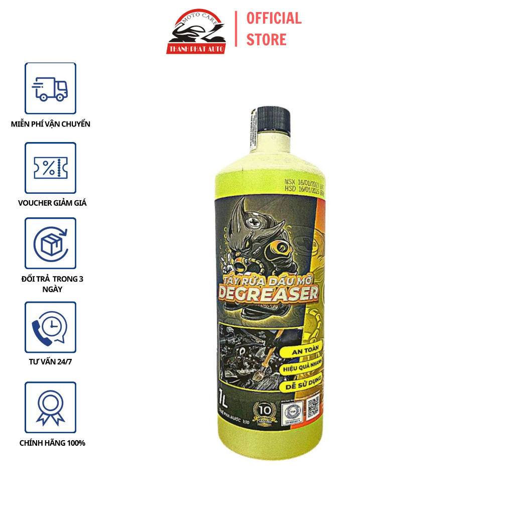 Dung dịch Sprayking tẩy rửa dầu mỡ chuyên dụng trên bề mặt kim loại Tặng kèm vòi xịt dung tích 1Lít