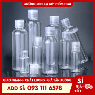 Chai nhựa pet nắp bật chiết mỹ phẩm, dung dịch, nước rửa tay - lọ chiết loại nắp bật