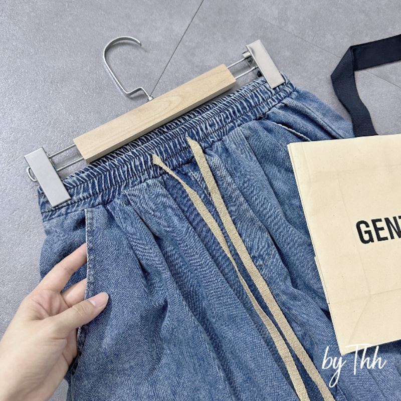 Baggy jean cạp chun xanh nhạt