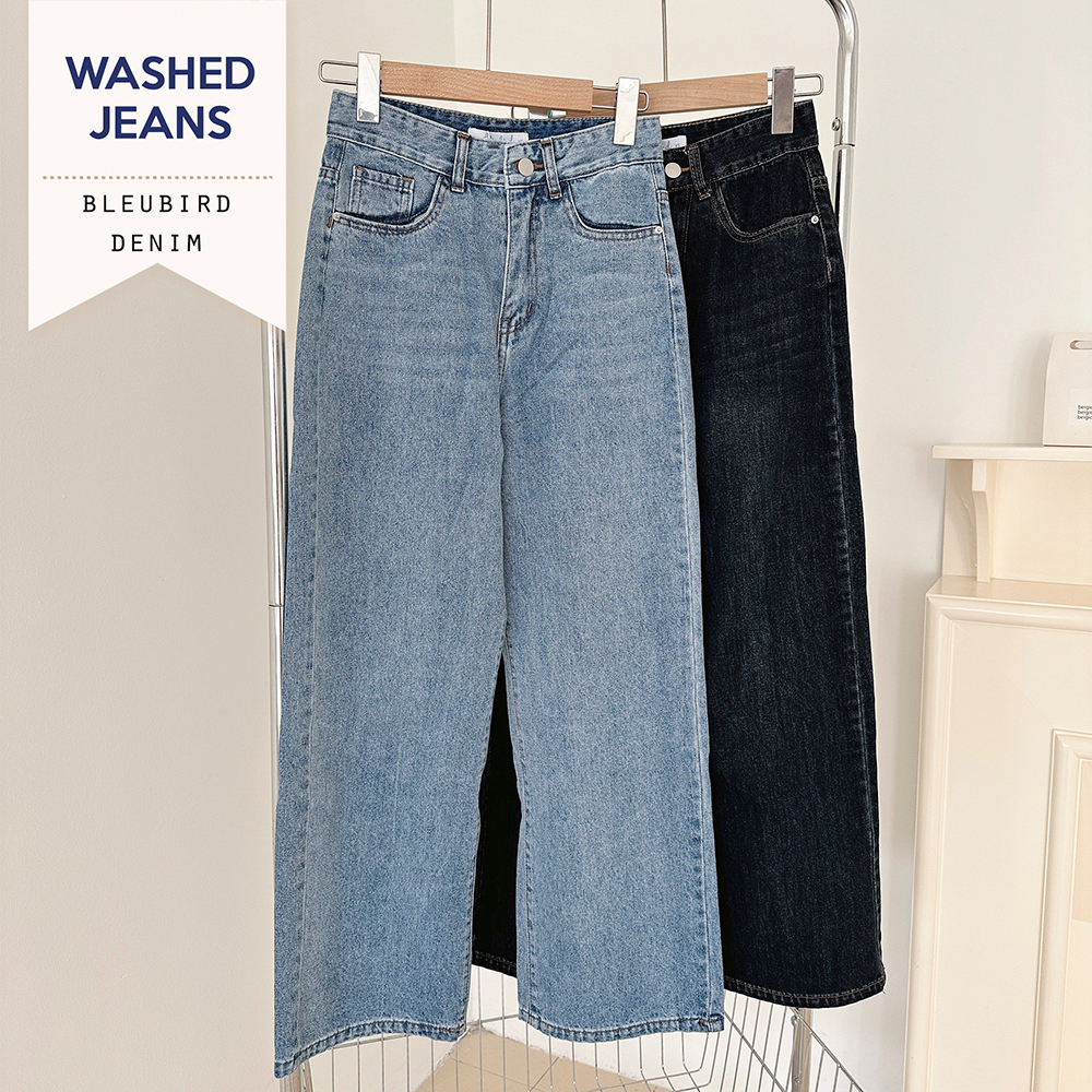 BLEUBIRD Quần denim giặt mài Washed Jeans