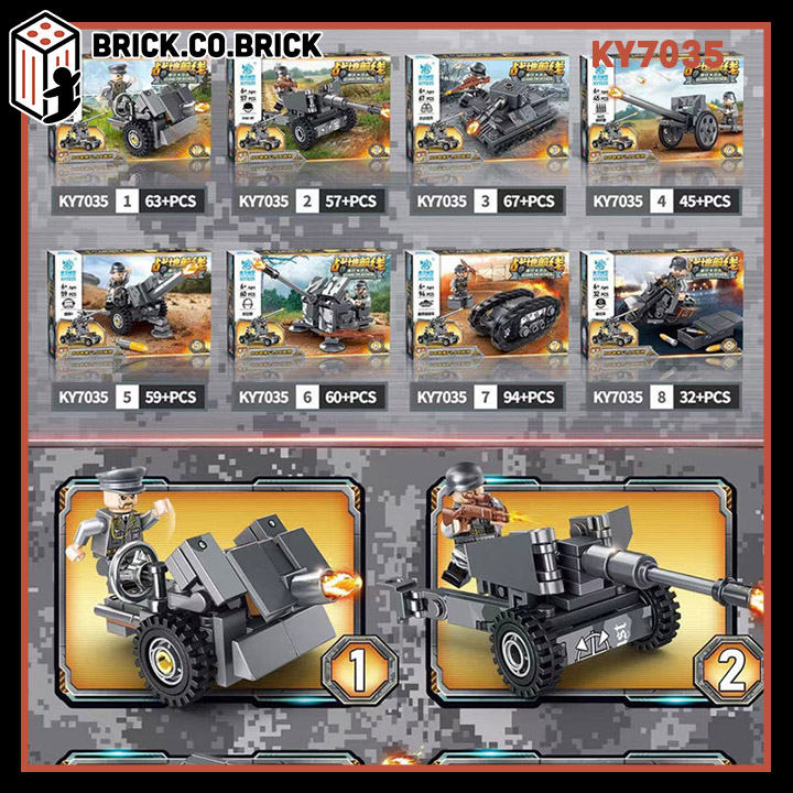 Mô hình  Cao Xạ Đồ chơi Lắp ráp Quân Sự Đức Thế Chiến 2 Germany Army KY7035