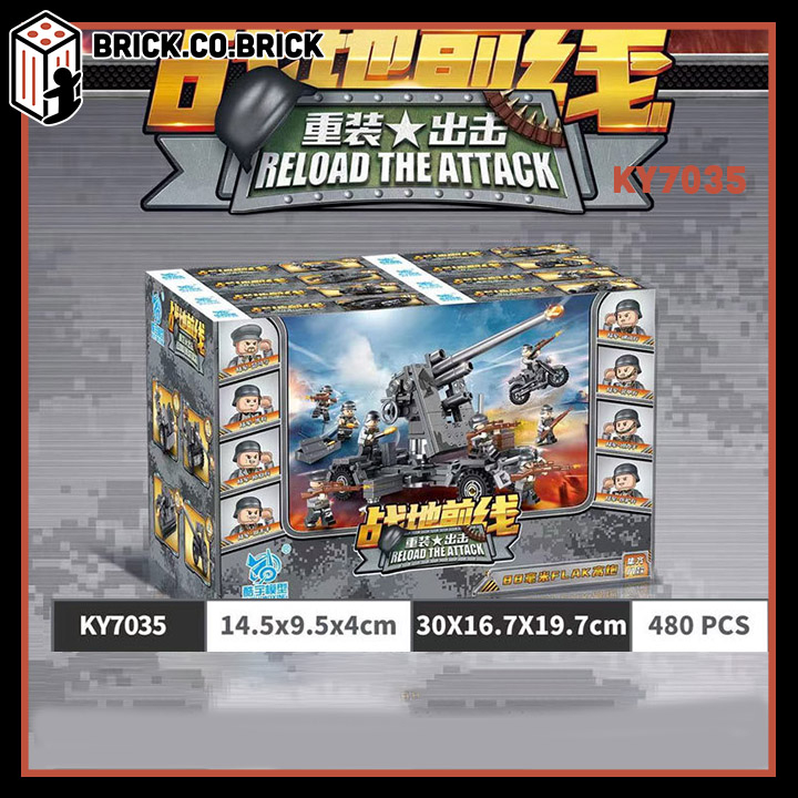 Mô hình  Cao Xạ Đồ chơi Lắp ráp Quân Sự Đức Thế Chiến 2 Germany Army KY7035