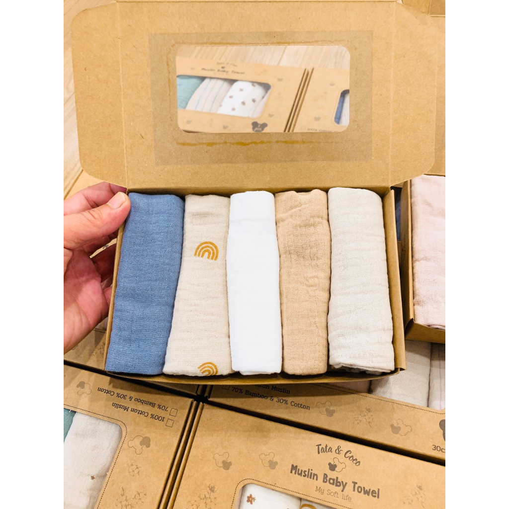 Khăn Sữa Đa Năng Cho Bé ( Muslin Baby Towel) Tata&Coco. Khăn Đa Năng Dùng Để Lau Người, Thấm Sữa Yếm Dãi....v