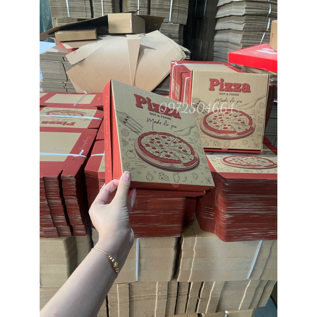 100 hộp đựng pizza size 20 in sẵn. Kích thước hộp 20.20.4