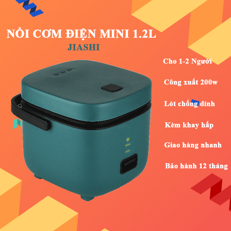 Nồi cơm điện mini JIASHI dung tích 1.2L  bảo hành 12 tháng, nồi cơm mẫu mới bền đẹp, tiện dụng.