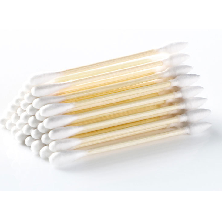Hộp 500 tăm bông ráy tai Cotton Swap, tăm bong ngoáy tai 2 đầu tiện lợi, thân gỗ cứng cáp, bông cotton mềm mại, thấm hút