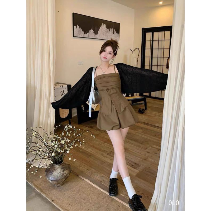 Set bộ hai dây chất thô Zuni.closet có bán sỉ dropship set áo 2s chân váy su siu hack dáng