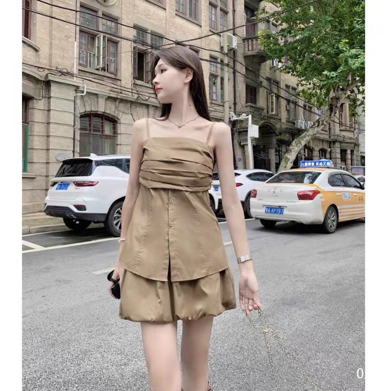 Set bộ hai dây chất thô Zuni.closet có bán sỉ dropship set áo 2s chân váy su siu hack dáng