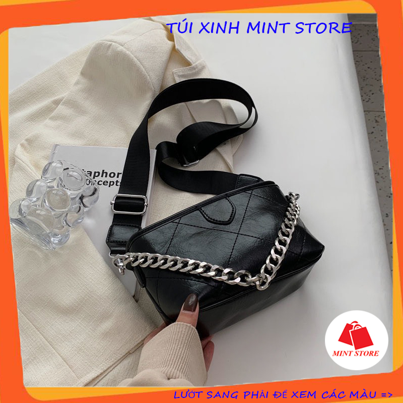 Túi Xách Nữ Đeo Chéo Đẹp Dáng Hobo Phối Xích Đi Chơi Sang Chảnh Pk 553