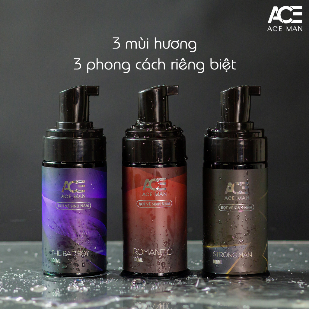 Set 3 chai bọt vệ sinh cho nam ACEMAN 100ml/chai 3 mùi hương nước hoa nam tính
