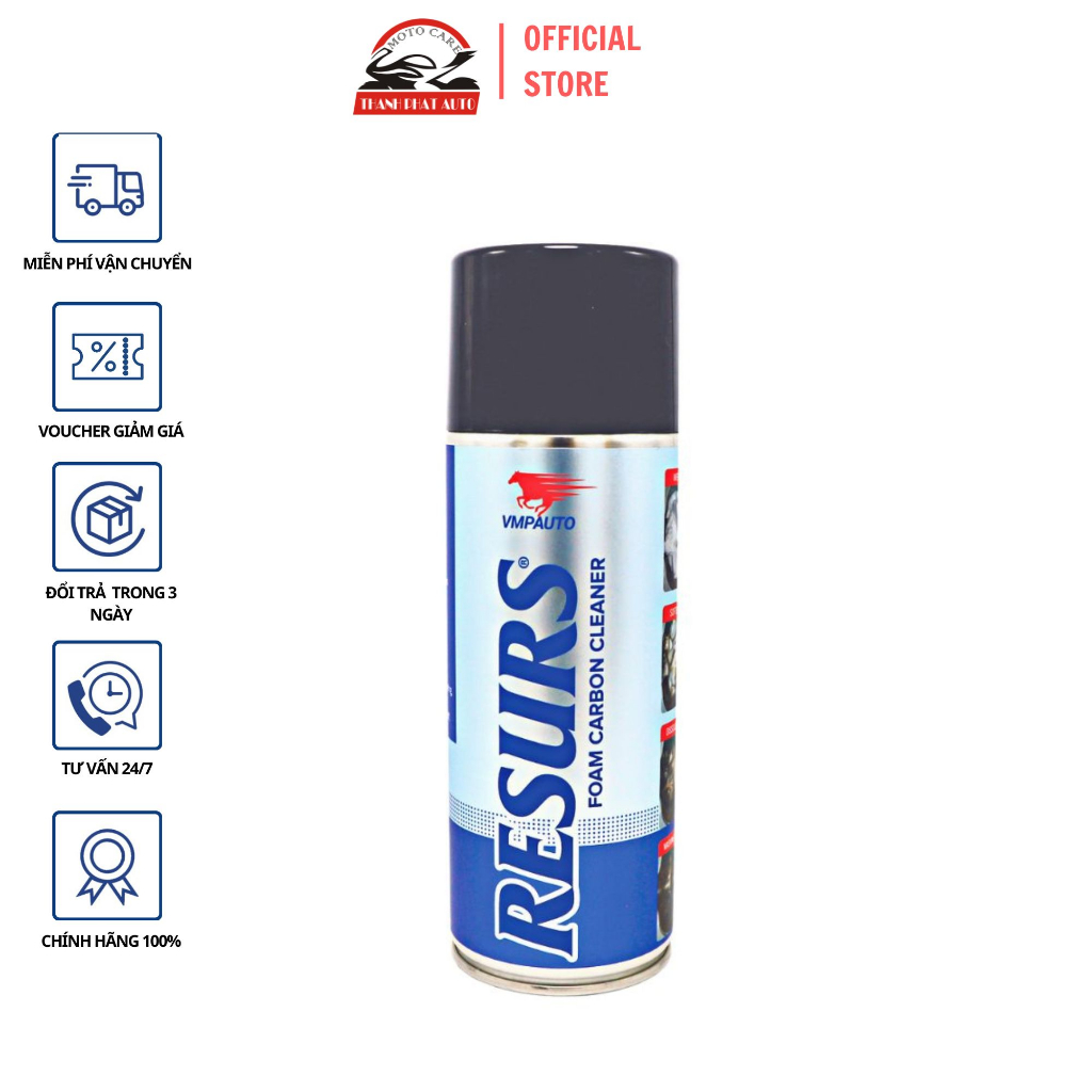 Chai xịt bọt carbon vệ sinh buồng đốt Resurs 400ml cao cấp/ tặng kèm ống dẫn dung dịch