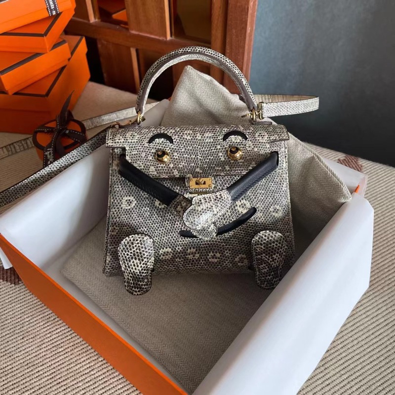 Hermes Kelly Doll Nhập Khẩu Nguyên Chiếc Da Thằn Lằn Khâu Tay Hạng Nhất H/A Chi Tiết Độc Quyền