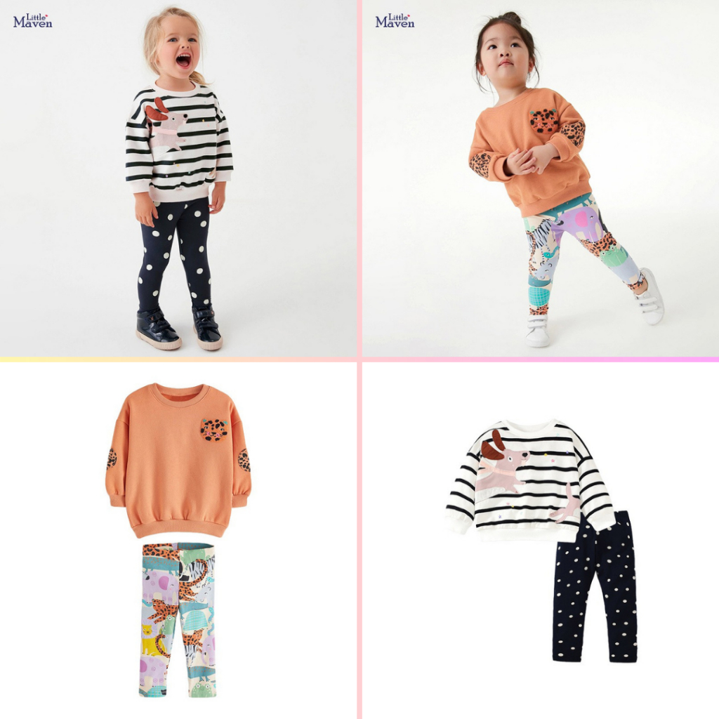 BST bộ nỉ thu đông đáng yêu cho bé gái 2-8 tuổi Mẫu mới 2024 P3 - Little Maven Official Store