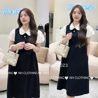 Váy xuông cát hàn mềm mát tay sơ mo bồng kèm tag hoa đá tiểu thư