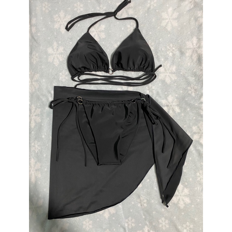 Bikini ,đồ đi biển sexy, set 3 món kèm khăn cột màu nâu sang chảnh