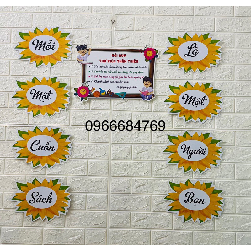 Khẩu hiệu trang trí thư viện lớp em