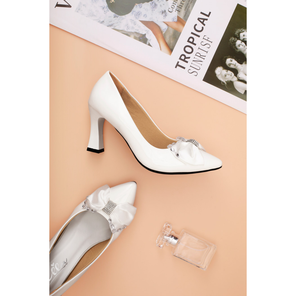 Giày cao gót đính nơ nữ công sở đẹp ELLA thanh lịch -