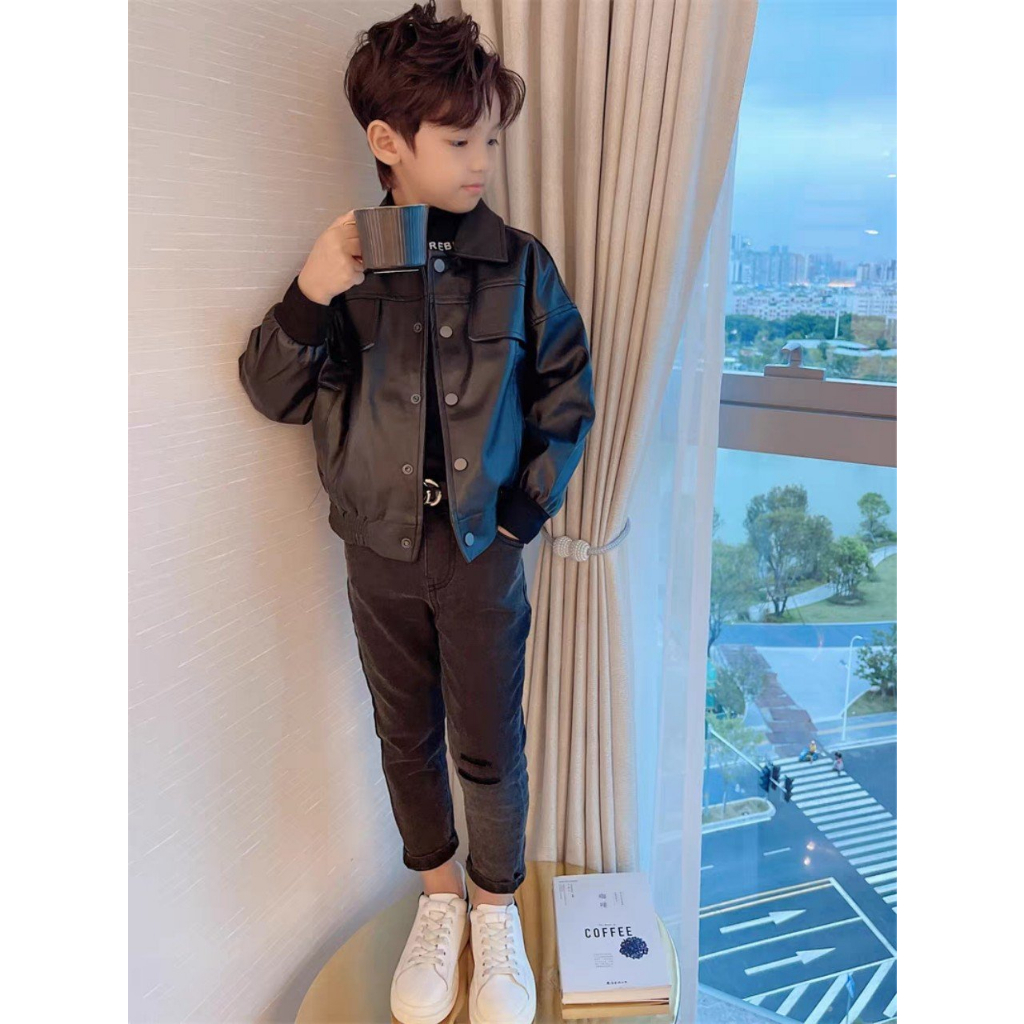 Áo khoác da cao cấp dành cho bé trai 17- 45 kg ,áo da mềm mại  phong cách hàn quốc,DA18