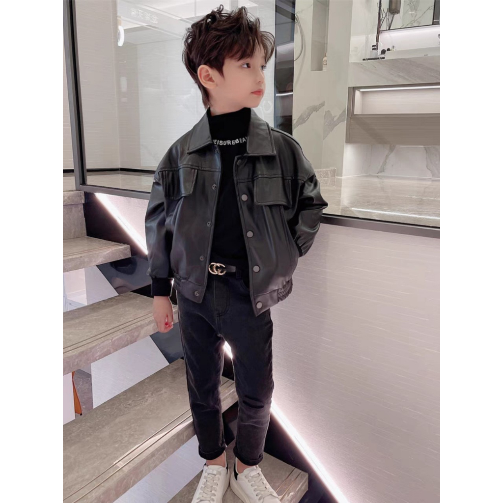 Áo khoác da cao cấp dành cho bé trai 17- 45 kg ,áo da mềm mại  phong cách hàn quốc,DA18
