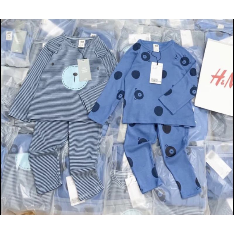 Set 2 bộ gấu xanh unisex cho bé