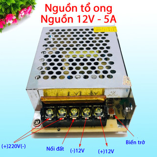 Nguồn tổ ong, nguồn 12v 5a - 60W mới 100% chuyên dụng cho camera, LED, các thiết bị 12v