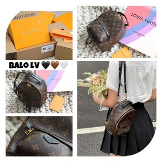 Balo nữ thời trang LV mini sz17x20cm hoa nâu chất siêu đẹp kèm 2 box