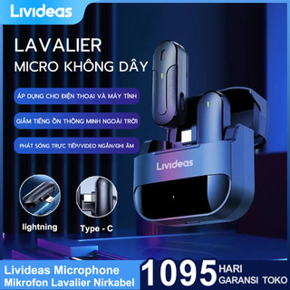 Micro không dây Lividias micro không dây cài áo cài áo lọc tạp mic livestream âm khi live/quay video/có đế sạc