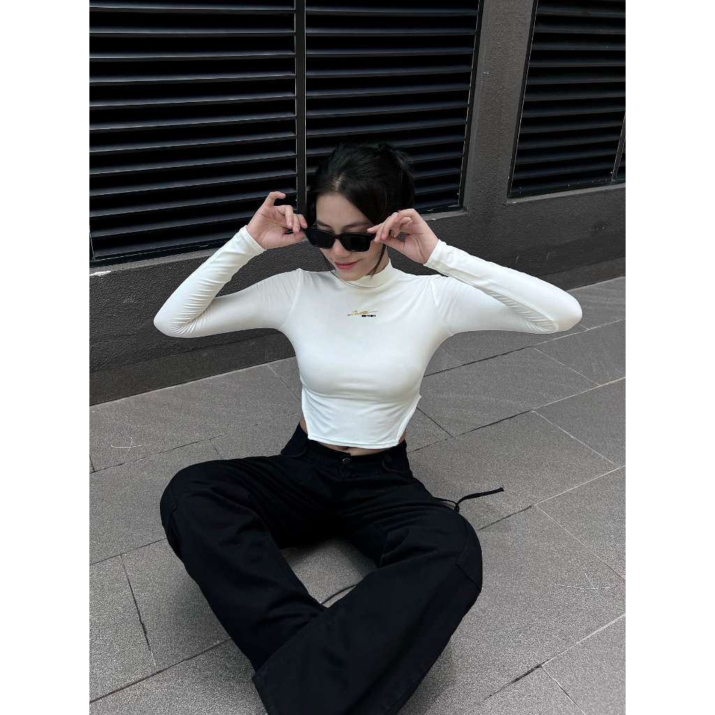 Áo Croptop Dài Tay Cổ Cao Có Vạt Chéo JOLY.2023 JL07