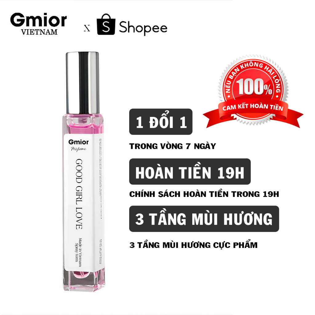 Nước Hoa Nữ Good Girl Love Dành Cho Phái Nữ Hương Thơm Nhẹ Nhàng Cuốn Hút Gợi Cảm, Dạng Xịt 10ml & 2ml Gmior Chính Hãng