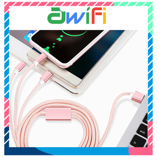 Cáp Sạc 3 Đầu Dài 1 Mét Và 3 Mét Chất Liệu Dây Dù Đa Năng 3 in 1 Tiện Dụng - Awifi Case B6-1