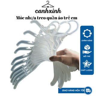 Móc quần áo trẻ em nhựa dẹt trắng/đen, nhựa cao cấp tiện dụng