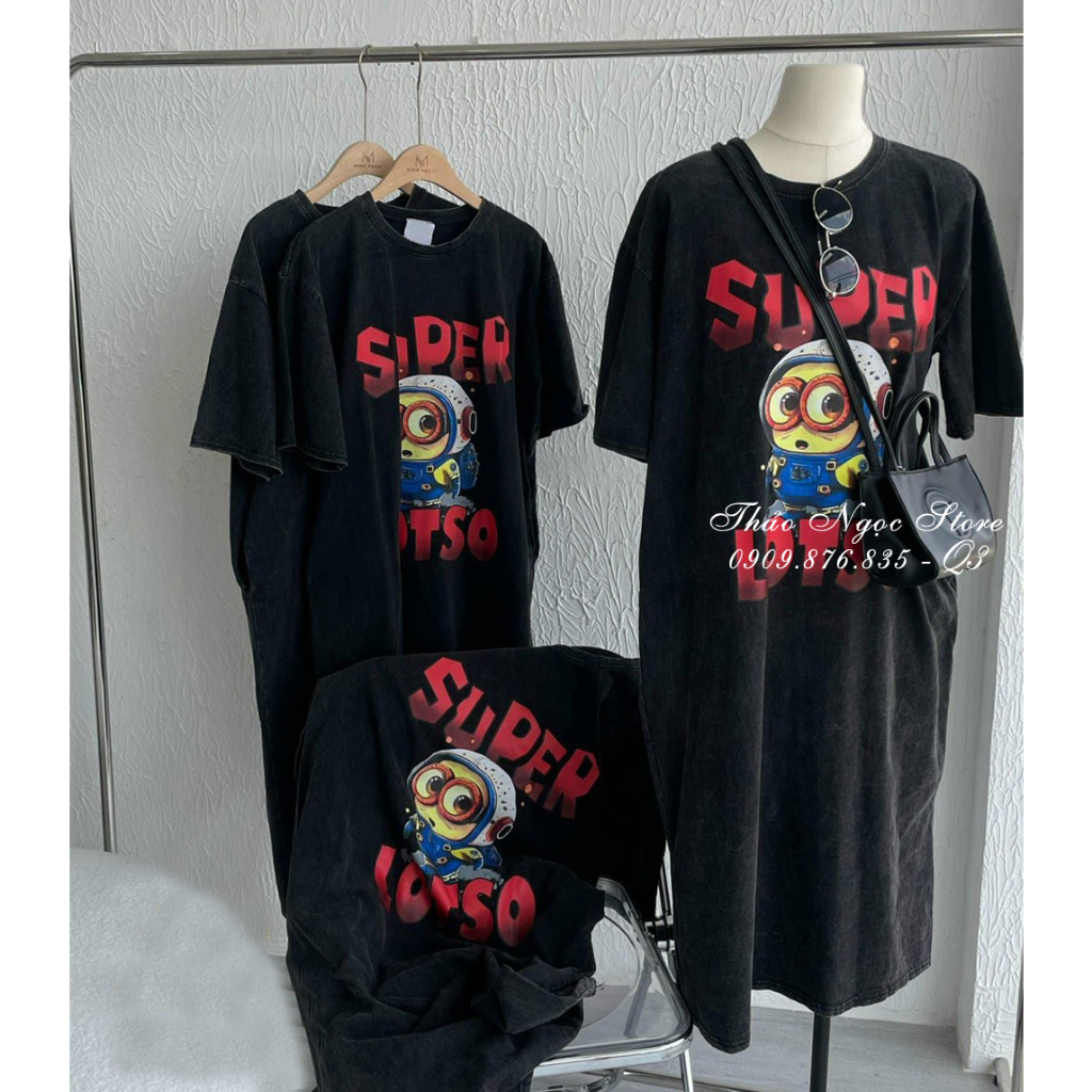 Đầm thun suông loang màu in nhân vật hoạt hình hàng chuẩn!  THẢO NGỌC STORE