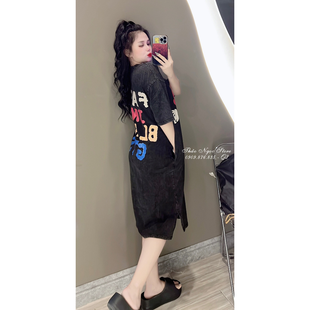 Đầm thun suông loang màu in nhân vật hoạt hình hàng chuẩn!  THẢO NGỌC STORE