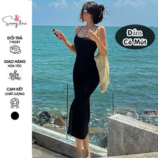Đầm 2 dây body maxi đi biển hở lưng, váy nữ đuôi cá đan lưng