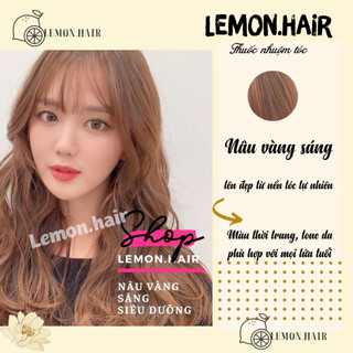 thuốc nhuộm tóc màu nâu vàng sáng + tặng oxy trợ dưỡng - lemon.hair