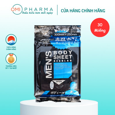 Khăn Ướt Khử Mùi Và Làm Mát Cơ Thể Cho Nam S Select Nhật Bản (30 Miếng/Gói)