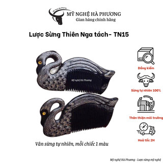 Lược sừng chạm tách Thiên nga 2 mặt tỉ mỉ, dày đẹp