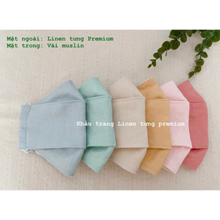 Khẩu trang vải linen Tưng premium lót trong vải muslin