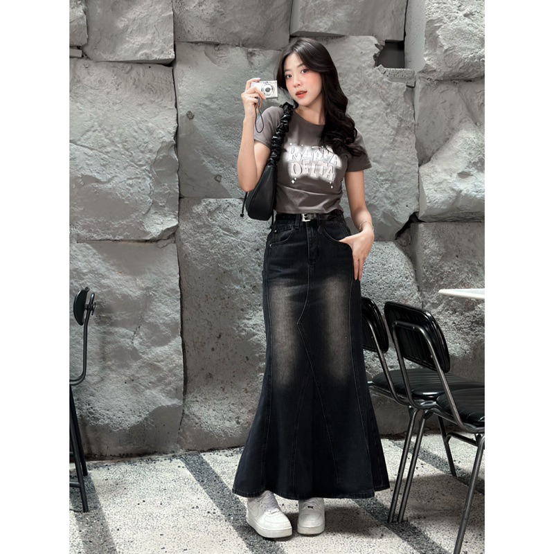 Váy Jean Dài QC - 2815 - Viền Chỉ - Đuôi Cá