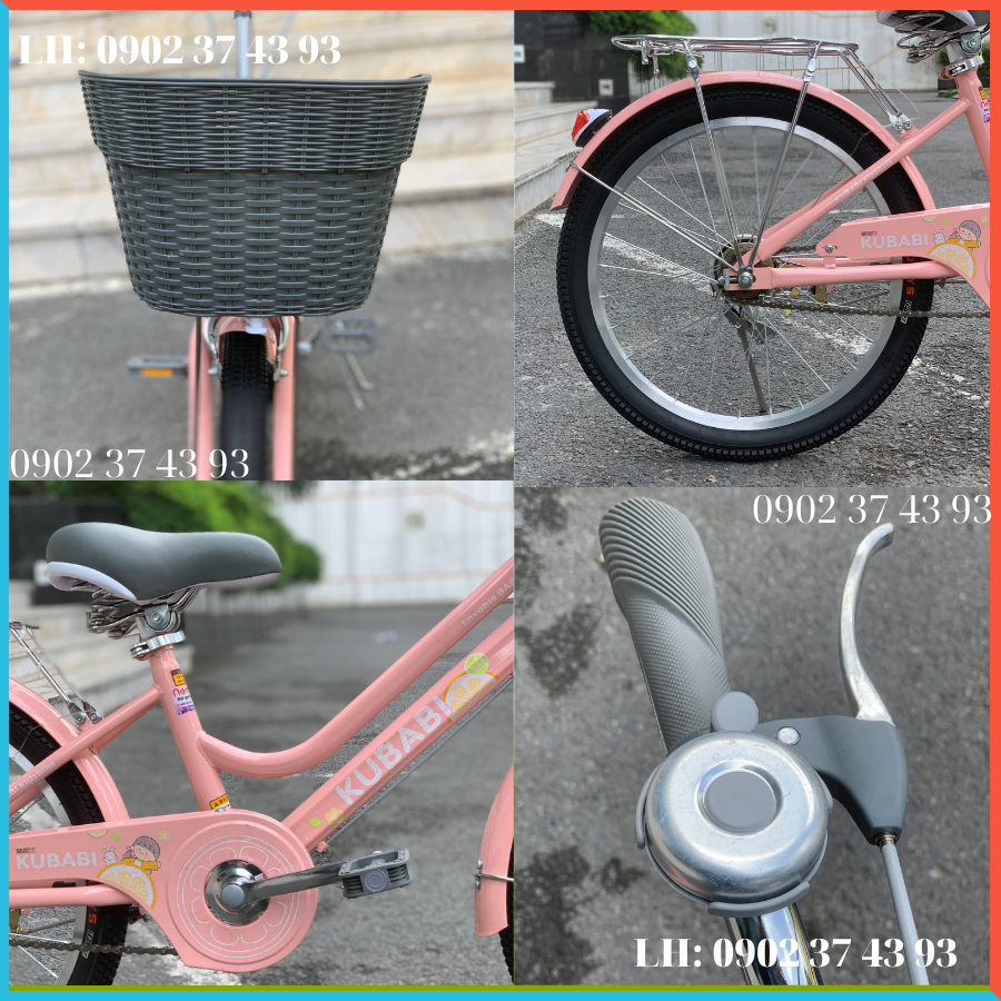XE ĐẠP NỮ KUBABY 2 GIÓNG CHO BÉ GÁI HƠN 7 TUỔI - 20IN