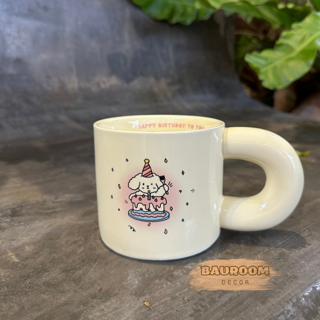 Ly sứ, đĩa sứ dễ thương decor họa tiêt Happy Birthday to You