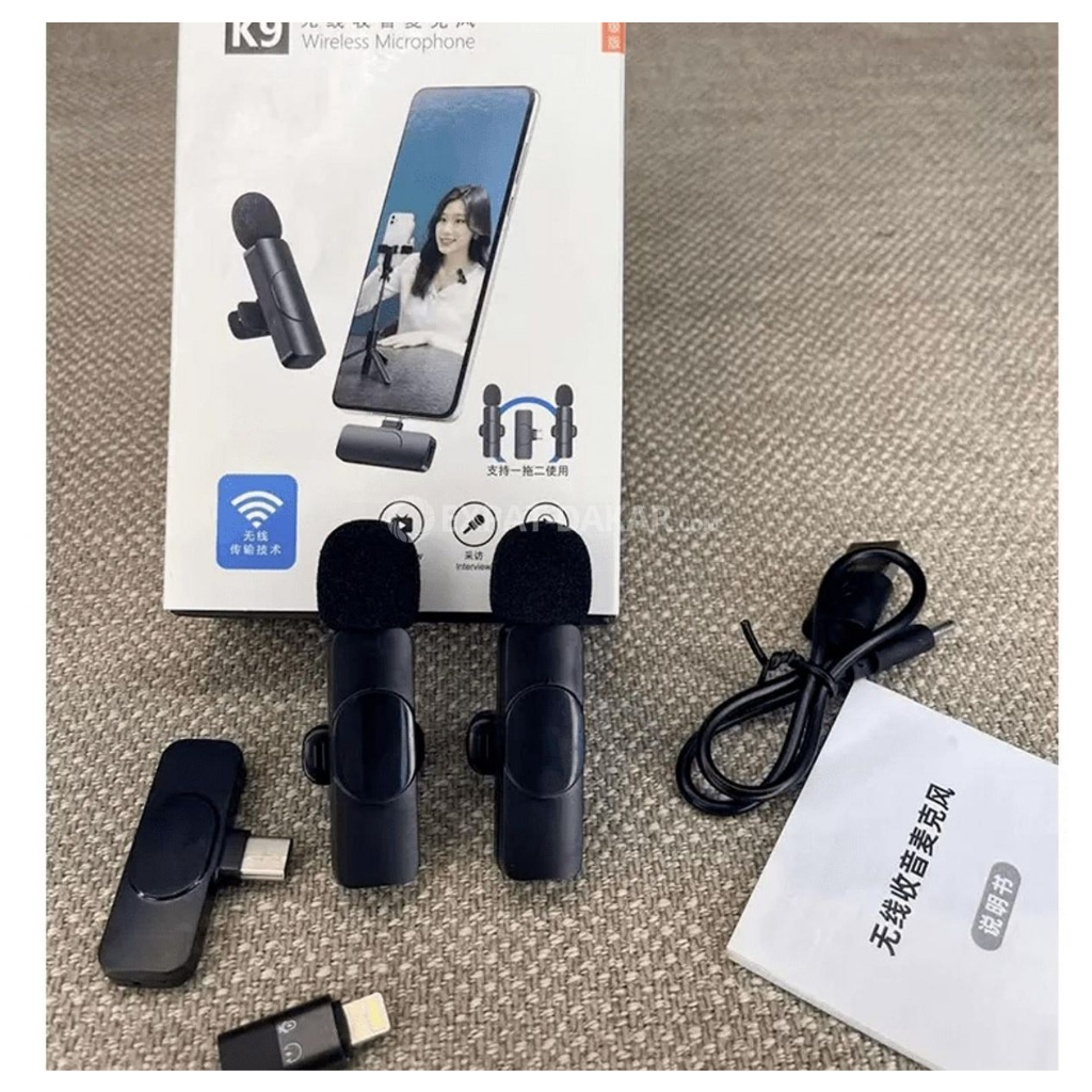 Mic Thu Âm Không Dây K9, Nhỏ Gọn Tiện Dụng, Chức Năng Lọc Tạp Âm, Khử Tiếng Ồn Thông Minh, Kết Nối Xa | BigBuy360 - bigbuy360.vn
