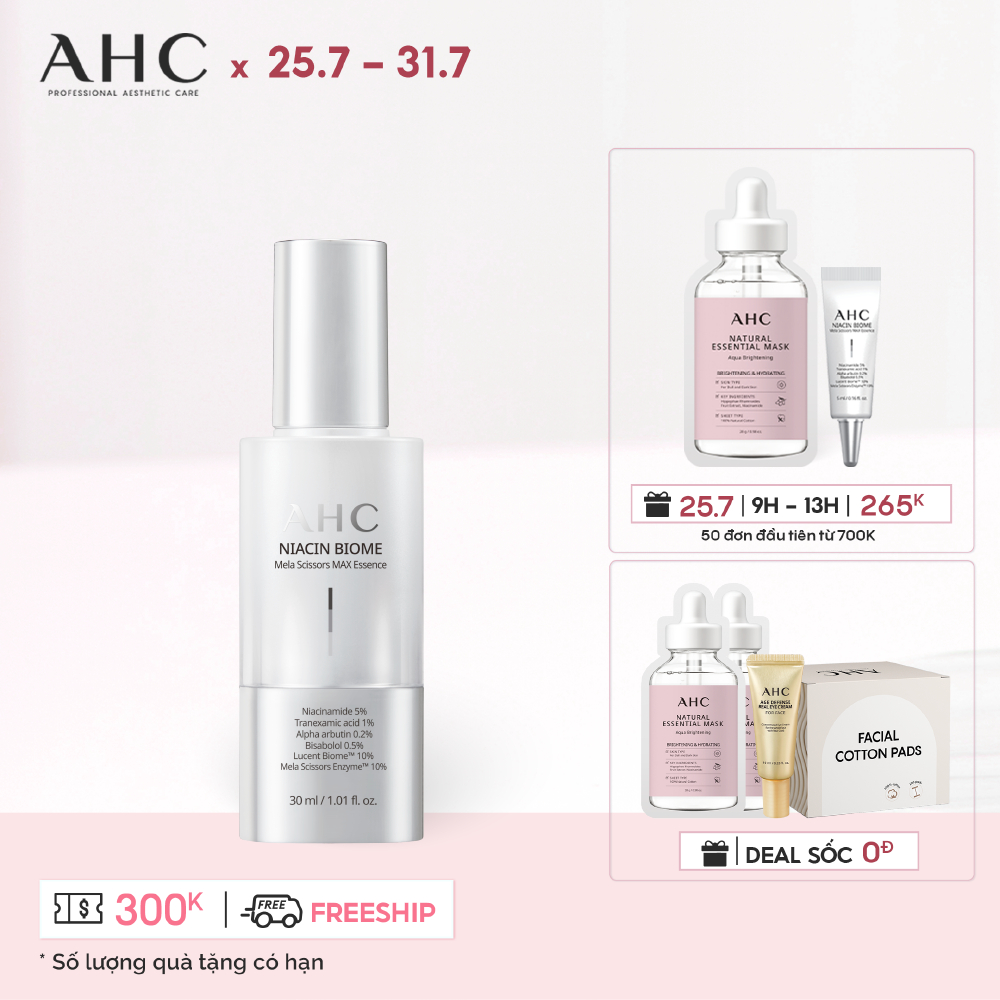 Tinh Chất Cấp Ẩm Sáng Da AHC Niacin Biome Mela Scissors Max Essence 30ml