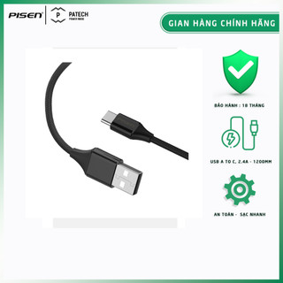 Cáp Pisen USB Type-C Braided 1.2m, giao màu ngẫu nhiên - Hàng chính hãng