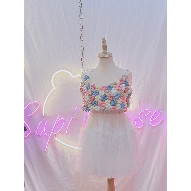 🌸HOT • Áo len CROPTOP hoa đan móc siu kưng [Ảnh thật]