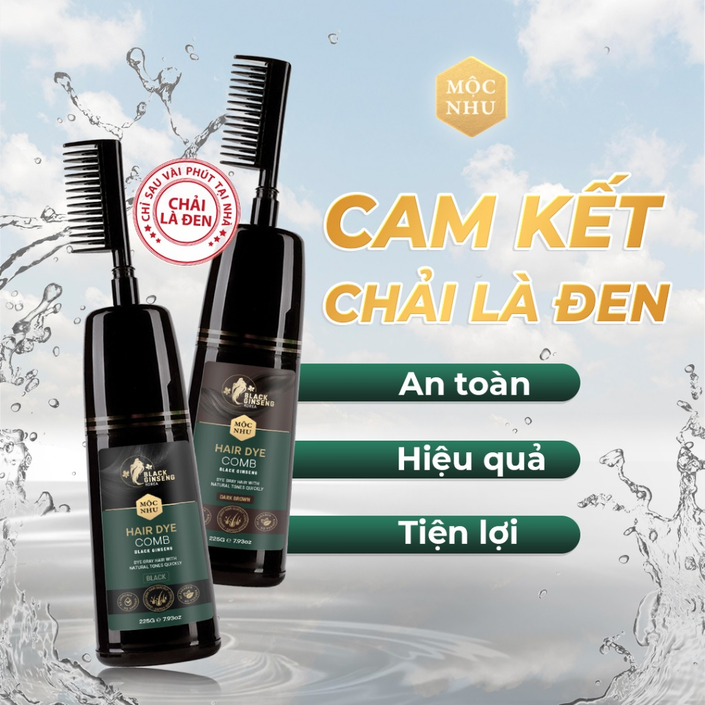 (Chính Hãng - Mẫu Mới) Dầu Gội Hắc Sâm Mộc Nhu Phủ Đen Mái Tóc Bạc 225g - Hair Dei Comb Black Ginseng Shampoo