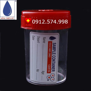 Lọ đựng mẫu bệnh phẩm có nhãn htm đựng mẫu nước tiểu xét nghiệm