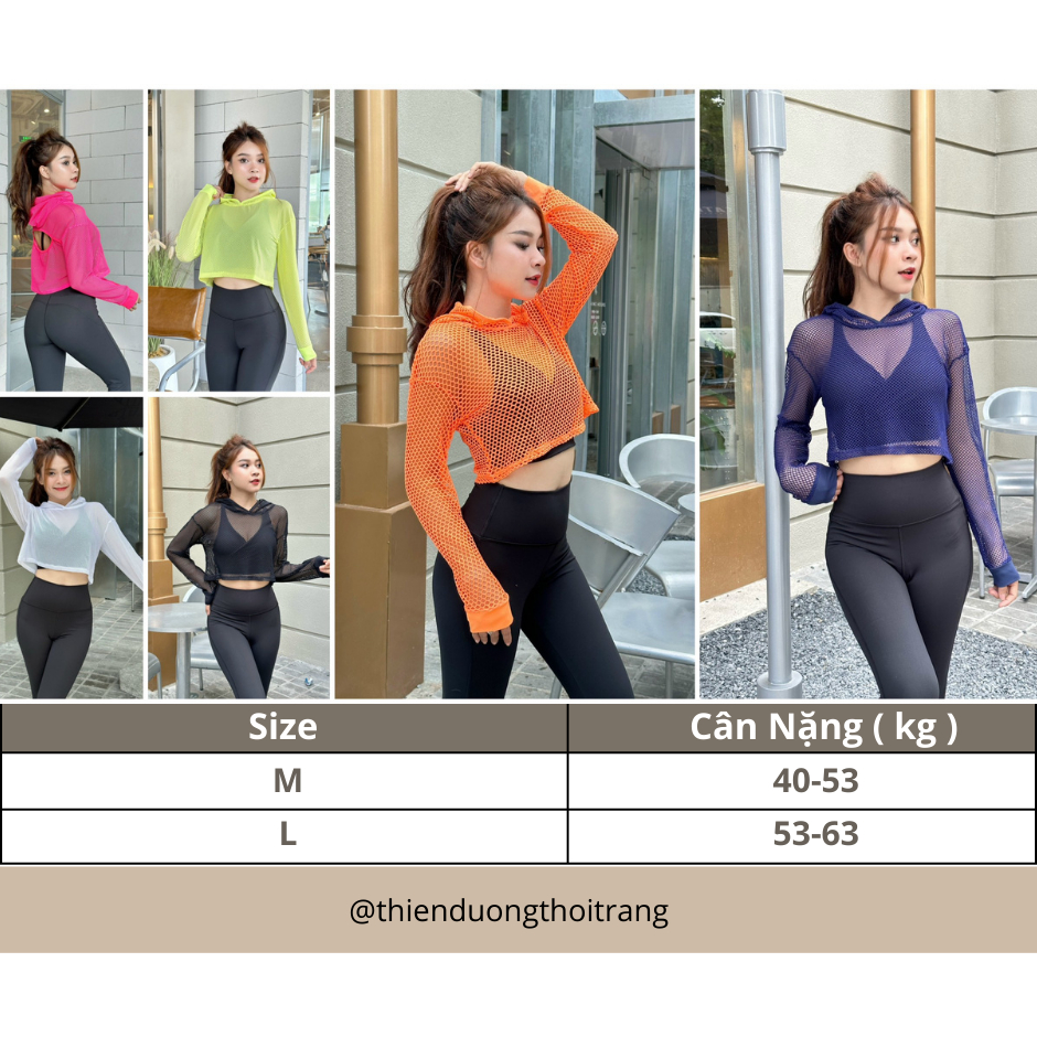 ÁO TANKTOP LƯỚI FORM CROPTOP TAY DÀI CÓ NÓN